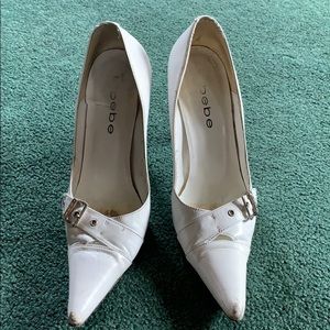 Bebe White Leather Stilettos